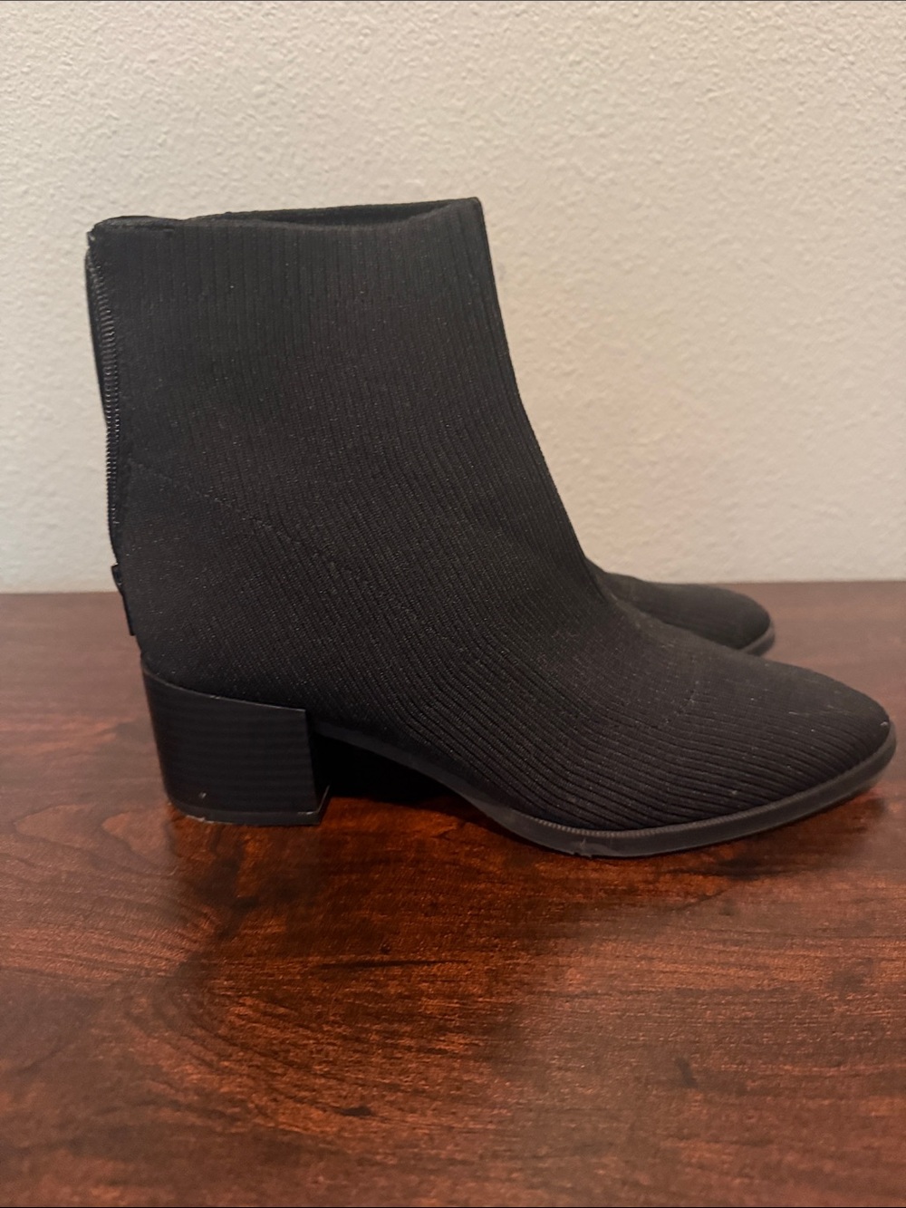 Life Stride Black Stretch Knit Ankle Booties